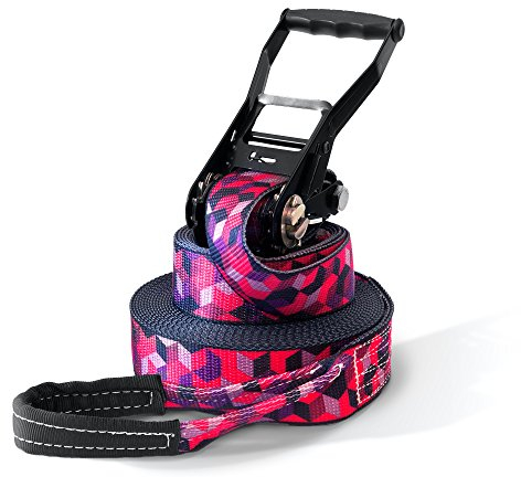 Slackline Set, Cubes, 35 Meter Länge, Komplettset für Kinder, Anfänger, Fortgeschrittene und Profis, inklusive Tragebeutel