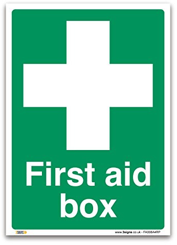 Hinweisschild für Erste-Hilfe-Kasten, A4, 1 mm, starrer Kunststoff, Notfallausrüstung, Sicherheit