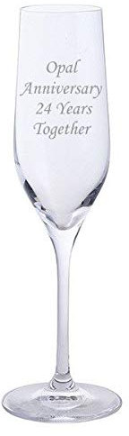 Chichi Gifts - Coppia di calici da champagne Dartington con 2 opali, 24 anni