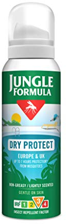 Jungle Formula Dry Protect Insect Repellent (125ml Aerosol) - DEET Free Mosquito, Midge & Biting Insect Repellent - Up To 6 Hours Protection From Bites - Non Greasy, Lightly Fragranced Bug Spray