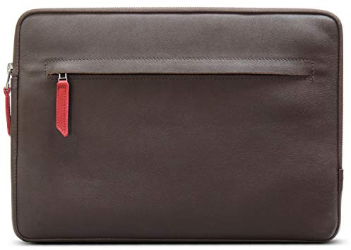 Pack & Smooch Lederhülle kompatibel mit MacBook 13 | Pflanzlich gegerbtes Leder | Farbe Dunkelbraun | Angus