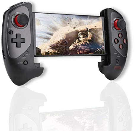 Denash Mobiler Gamecontroller, Teleskop-Gamepad Erweiterbarer Joystick-Pad Einziehbarer kabelloser Gamecontroller für Mobiltelefon, Tablet, Smart-TV, Android, iOS