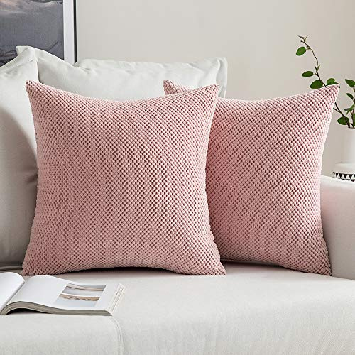 MIULEE Kissenbezug 50x50 Kissenhülle Rosa Sofakissen Dekokissen | Dekorative Kissenbezüge Deko Bezug Weich Zierkissen Kissen Körnig für Wohnzimmer Schlafzimmer 2er Set