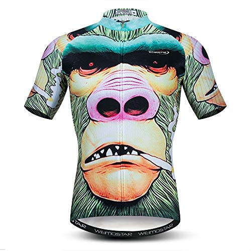 WeimoMonkey Cykeltröja herr toppar racing cykelkläder kortärmad cykeltröja Funny Green Chest 38.6-41=TAG XL
