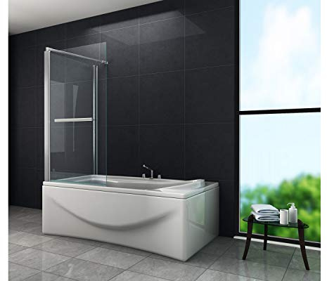 Eck-Duschtrennwand DUBLIN 80 Faltbar Badewannenabtrennung Badewanne Duschwand Dusche Glas