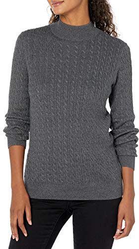 Amazon Essentials Maglione Leggero a Maniche Lunghe con Lavorazione a Trecce Donna, Carbone Puntinato, XL