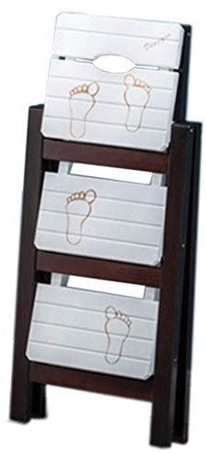 GJSN Facile e Conveniente Passo Folding Stool, Sgabello Alto Scala Scala Di Legno Sedia a Cavalletto Di Legno Di Pino 3 Strati Pedale Ampliato Di Sicurezza Pieghevole Scaffalature (42 × 56 × 66 Cm),