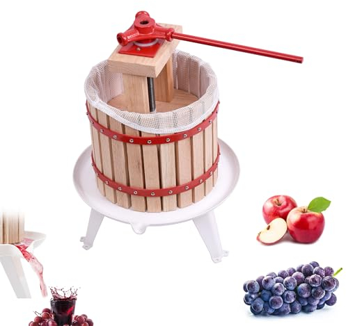 YRHome 12L Obstpresse Saftpresse Manuelle Fruchtpresse Weinpresse Beerenpresse Maischepresse Apfelpresse mit Pressnetz für Wein Obst Maische