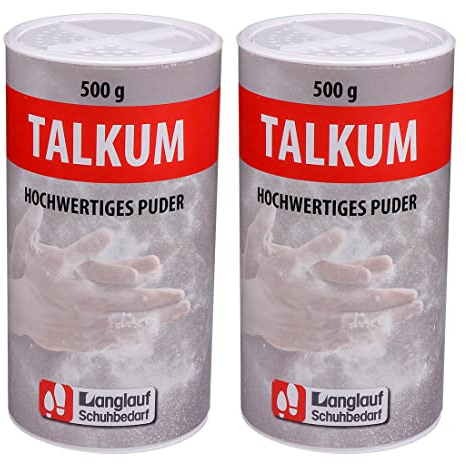 Langlauf Schuhbedarf Talkum Puder 2 x 500g für Silikon & Gummipflege, Gleitmittel Latex, Trennmittel Metallguss, Haushalt & Werkstatt I Talkum-Pulver Streudose zur Gummipflege I Talcum Powder (2)