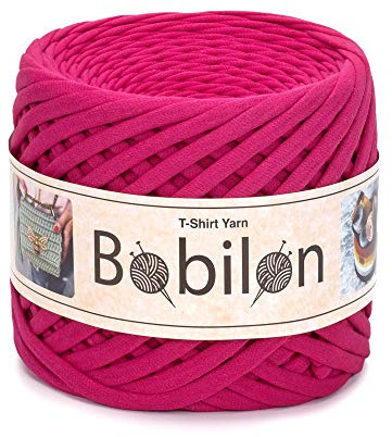 Bobilon Primary T-Shirt-Garn zum Häkeln, Stricken, Makramee, Hot Pink, 100 Yards, 5-7 mm, Baumwolle | Feines Bändchengarn für präzise Makramee- & Häkelarbeiten – Hot Pink, ideal für filigrane Projekte