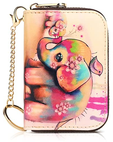 APHISON Porte-cartes de crédit pour femmes - Étui à cartes RFID bloquant - Porte-monnaie mignon avec dessin animé artistique pour filles/enfants - Petit porte-monnaie pour pièces de monnaie - Pochette