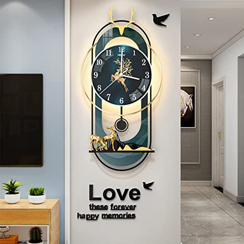TAHALI Reloj de Pared para decoración de Sala de Estar, Relojes de Pared Modernos con péndulo, Funciona con Pilas para Dormitorio, Oficina, Cocina, hogar, Reloj de Pared,40 * 80cm-B