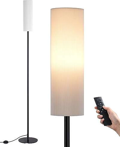 EDISHINE Stehlampe Wohnzimmer 165cm, Standleuchte LED Dimmbar, Stehleuchte Schwarz mit Fernbedienung & E27 Glühbirne (3 Farbtemperaturen 3000K-6000K), Modern Leselampe Schlafzimmer