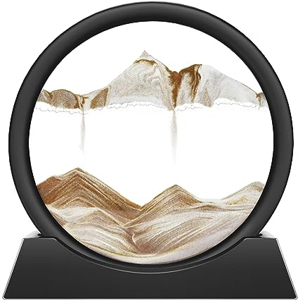 Wai Danie Tableau rotatif avec paysage de sable en 3D, décor fonds marins, fluide, sablier décoratif esthétique pour bureau, salon, pour adultes et enfants (café, 7)