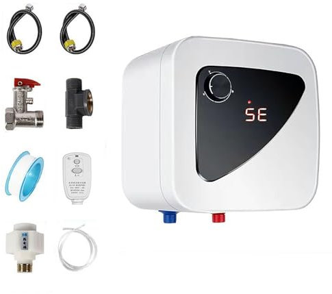 Scaldabagno Elettrico Istantaneo, Scaldabagno Elettrico Regolabile Con Temperatura Di Riscaldamento Rapido Da 15 Litri 2KW, Display Digitale Della Temperatura, Con Elemento Riscaldante In Rame