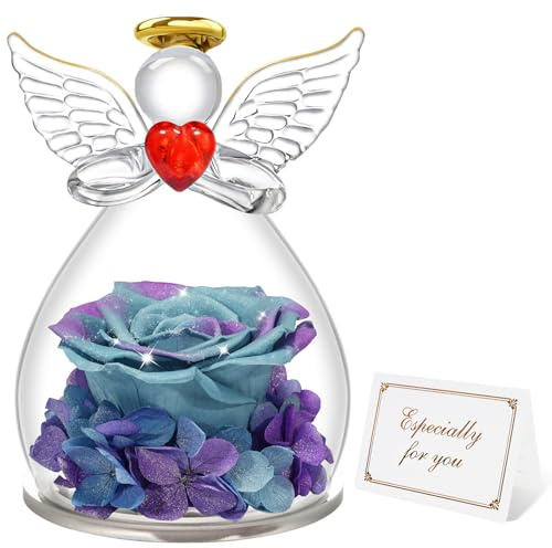 Miofula Ewige Rose Geschenke für Frauen,Infinity Rosen Schutzengel Geburtstagsgeschenk für Frauen,Blumen Engel Figur Geschenke für Mama Mutter Oma Freundin Geschenk Weihnachten Jahrestag Hochzeitstag