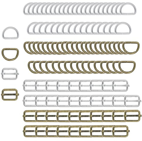 HUAZIZ 120 Stück Legierung Schlüsselanhänger Set, D Ringe 25mm Metall-Schiebeschnallen für Handtasche, Schlüsselband, Geldbörse, Taschen, Gurte, Hundehalsbänder und Nähprojekte
