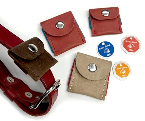 Manufactica® Hunde-Täschchen Cooper aus Leder für Hunde | Viele Farbkombinationen | für die Hundemarke, Tassomarke oder Airtag von Apple | Handmade