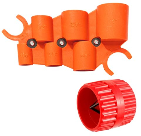 HUAREW 1/4'' - 1'' Depth Gauge and Pipe Deburring Tool Kit, 1/8'' to 1-5/8'' Inner Outer Reamer Pipe Tubing Chamfer Tool for PVC, PPR, CPVC, Brass, Aluminum Pipe