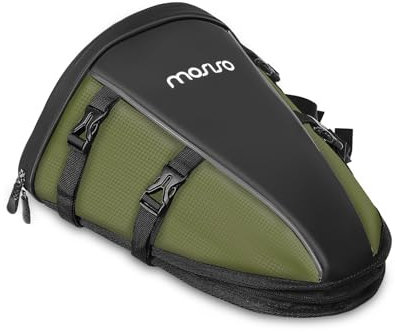 MOSISO Motorcycle Tail Bag Multifunctional Waterproof Polyester Storage Saddle Bag, 10L Outdoor Sports Motorbike Rear Seat Light Tank Handbag Tool Carry Pouch with Shoulder Strap, Army Green
