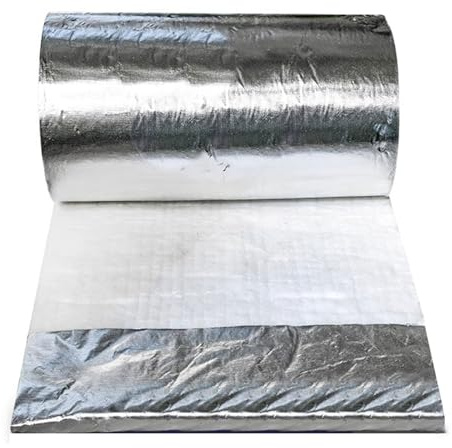 Coperta Antifuoco Isolante in Fibra Ceramica Rotolo, Ignifuga Foglio di Alluminio Monofacciale Resistente Alle Alte Temperature per Stufe Forni Tubo(Size:610mm x 15000mm x 10mm - 120kgm³,Color:bianco)