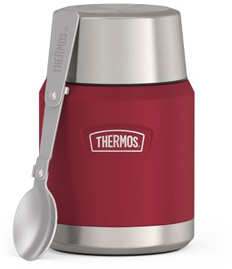 Thermos Icon Food Jar Récipient alimentaire en acier inoxydable 18/8 à double paroi pour garder au chaud et au froid avec cuillère pliable, fond antidérapant, 0,47 l