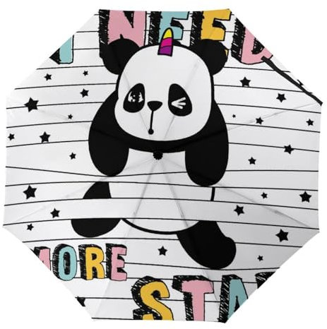 YBQLNP Automatischer Regenschirm Panda Einhorn Taschenschirm Winddicht Sturmfest Für Herren Damen Teenager