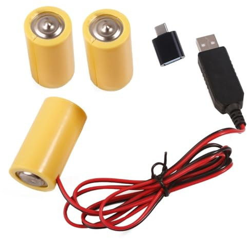NPXUAMTJ 1 lot de câbles d'alimentation LR14 C + adaptateur USB C pour remplacer 3 piles LR14 C 5 V pour cuisinières à gaz