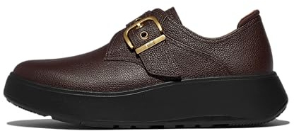 Fitflop F-Mode Stitch - Mocasines de Piel con Correa de Monje para Mujer, marrón, 43 EU