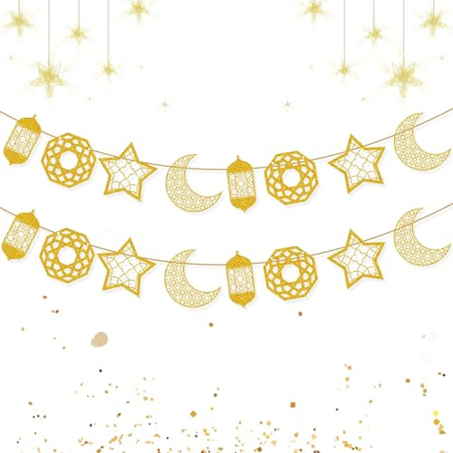 Mond Sterne Banner Eid Dekorationen Eid Dekorationen für Zuhause Ramadan Dekorationen Ramadan Dekorationen für Zuhause Umrah Mubarak Dekorationen