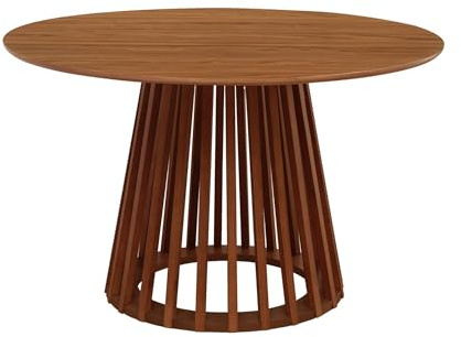 Alice's Garden sweeek - Table à Manger Effet Bois Noyer. Pieds Bois de Sapin 4 Places Ø120cm