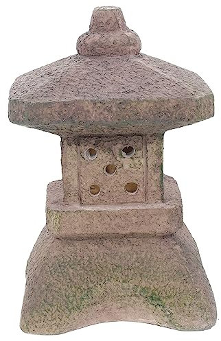 Housoutil Linterna De Pagoda Solar De Piedra Para Jardín Patio y Exteriores Decoración De Jardín Luz De Pagoda De Resina Para Iluminar y Áreas De Descanso