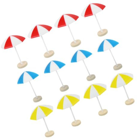 HEALSOPTHY 8pcs Micro Miniature Beach Umbrella Ornaments for Doll House Miniature House Furniture Sun Umbrella Props for Beach Layout Scene Decors
