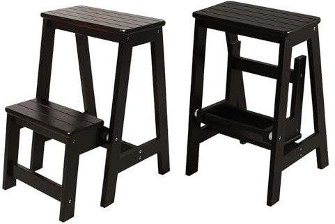 SFSLBFB Chaise échelle Pliante, Tabouret en Bois à 2 marches, marchepied de Cuisine Multifonction, échelle Pliable pour la Maison, Bureau, bibliothèque