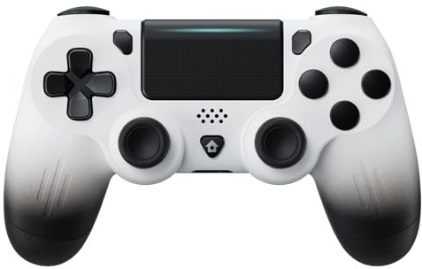 Générique Manette sans Fil pour PS4, 2025 Update Wireless Pro Controller pour PS4/Slim/Pro avec Lumière LED, Batterie Rechargeable 1000mAh/Prise Audio 3,5 mm/6 Axes et Dual Vibration (Blanc)