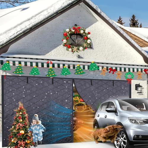 ytdzinoi 2025 Garage Door Screen for Winter Privacy Garage Door Screen Blackout for 2 Car Garage- Magnetic Thermal Garage Door Insulation Kit, Hands Free, Weatherproof, Windproof, Soundproof