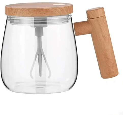 Self Stirring Coffee Mug 400ML Portable Glass Self Mixing Cup for Home Gym School & Office Transparent Design for Effortless Coffee Blending