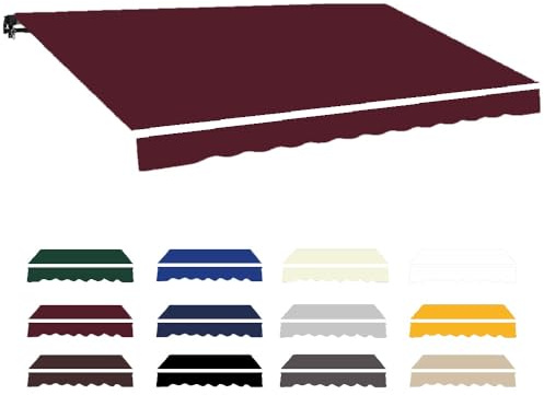 Tessuto retrattile per tenda da sole, materiale di ricambio impermeabile per tende da balcone e bracci pieghevoli, bordeaux, 400 x 250 cm, durevole, resistente ai raggi UV, facile da installare