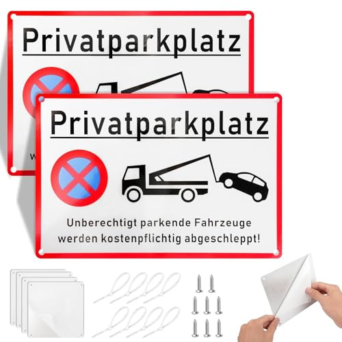WRENYZK 2 señales de advertencia de prohibido el aparcamiento privado, 30 x 20 cm, de aluminio, para aparcamiento privado