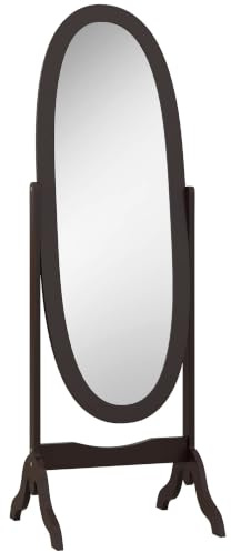 HOMCOM Miroir à Pied Ovale Shabby Chic 48L x 46l x 147H cm Café