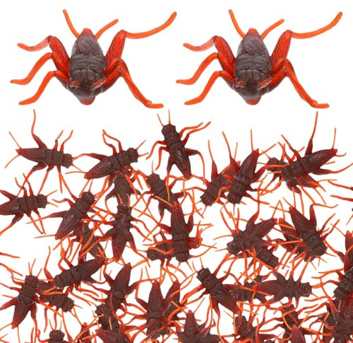 Gogogmee 50 Pezzi Grilli Artificiali Realistici in Plastica Morbida, Mini Oggetti di Scena per Scherzi di Pesce D’aprile e Giochi