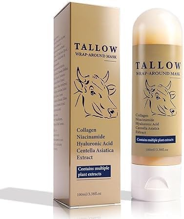 Peel-Off-Gesichtsmaske mit Rindertalg, Tiefenwirksame Feuchtigkeitsmaske, Talg- und Kollagenbalsam für das Gesicht, Feuchtigkeitsspendend und Ölregulierend, für alle Hauttypen