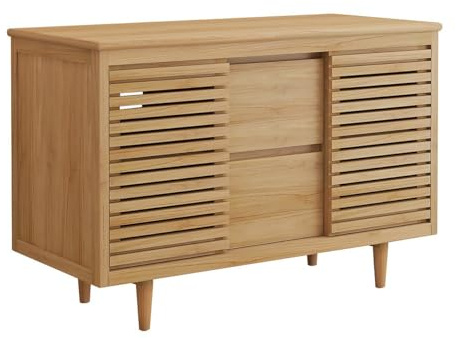 Vente-unique - Mobile sotto lavabo Toraja - L 120cm x P 55cm x H 80cm - teak - le chiaro