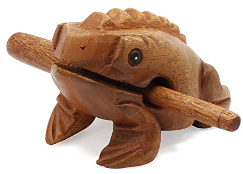 KEESIN Hölzern Frosch Musikinstrument Krächzen Güiro Schlaginstrument Spielzeug für Freunde(Groß)