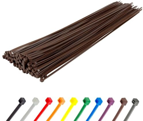 Gocableties - Fascette per Cavi in Nylon 370 x 7,6 mm marroni | Fascette in nylon resistenti e autobloccanti - Multiuso, per casa, ufficio, garage e fai da te
