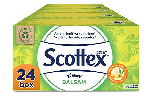 Kleenex Balsam Pack de 24 Boîte de Mouchoirs en Papier Baume Apaisant au Calendula