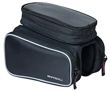 Basil Sport Design Oberrohr Rahmentasche Doppel M - Geeignet für Elektrisches, City, Damen, Herrenfahhrad - 1.5L - schwarz