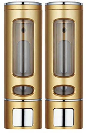 Seifenspender Wandspender Wandmontage Dual 400ML Hygienischer Desinfektionsspender Drückenspender Desinfektionsmittel mit 2 Kammern für Küche, Bad, WC，Badezimmer (Gold)