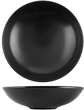 H&H Set 6 Piatti Fondi Denver In Stoneware Nero Cm 20