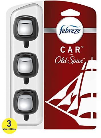Febreze Car Air Fresheners, Old Spice Scent, Odor Eliminator for Strong Odor, Car Vent Clips (3 Count)